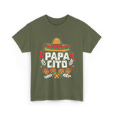 Papacito Cinco De Mayo Mexican Dad T-Shirt - Military Green