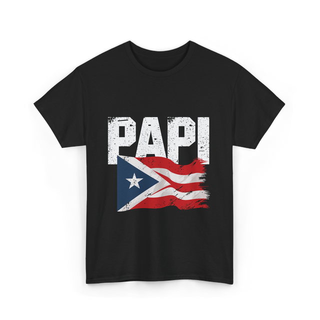 Papi Puerto Rico Flag Patriotic T-Shirt - Black