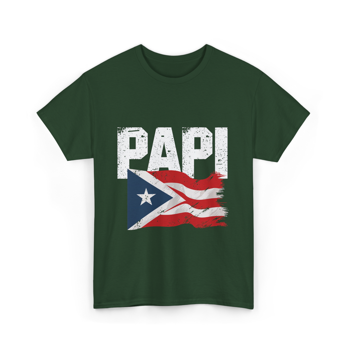 Papi Puerto Rico Flag Patriotic T-Shirt - Forest Green