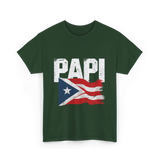 Papi Puerto Rico Flag Patriotic T-Shirt - Forest Green