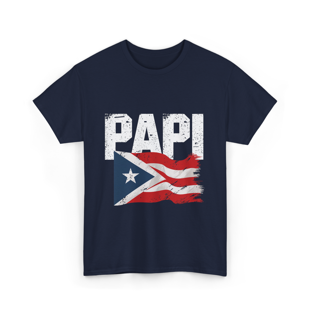 Papi Puerto Rico Flag Patriotic T-Shirt - Navy