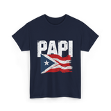 Papi Puerto Rico Flag Patriotic T-Shirt - Navy