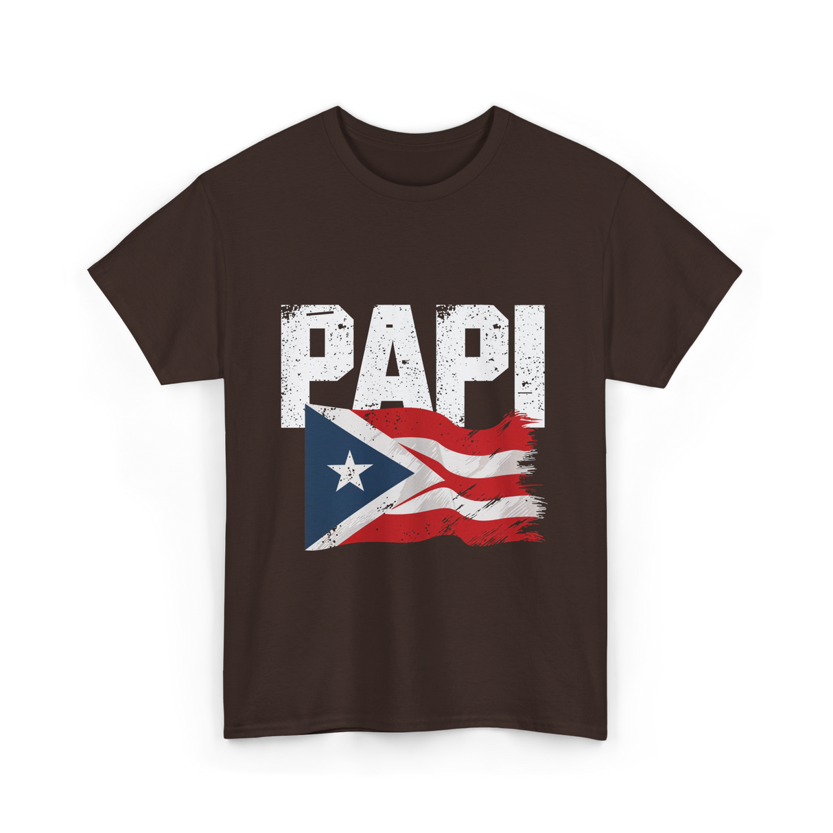 Papi Puerto Rico Flag Patriotic T-Shirt - Dark Chocolate