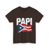 Papi Puerto Rico Flag Patriotic T-Shirt - Dark Chocolate