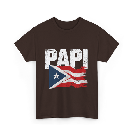 Papi Puerto Rico Flag Patriotic T-Shirt - Dark Chocolate