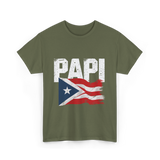 Papi Puerto Rico Flag Patriotic T-Shirt - Military Green