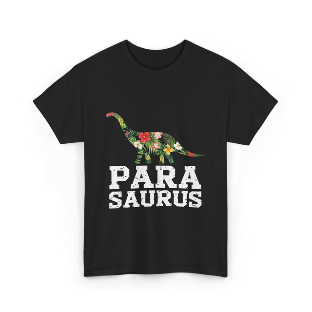 Para Saurus Dinosaur Floral T-Shirt - Black