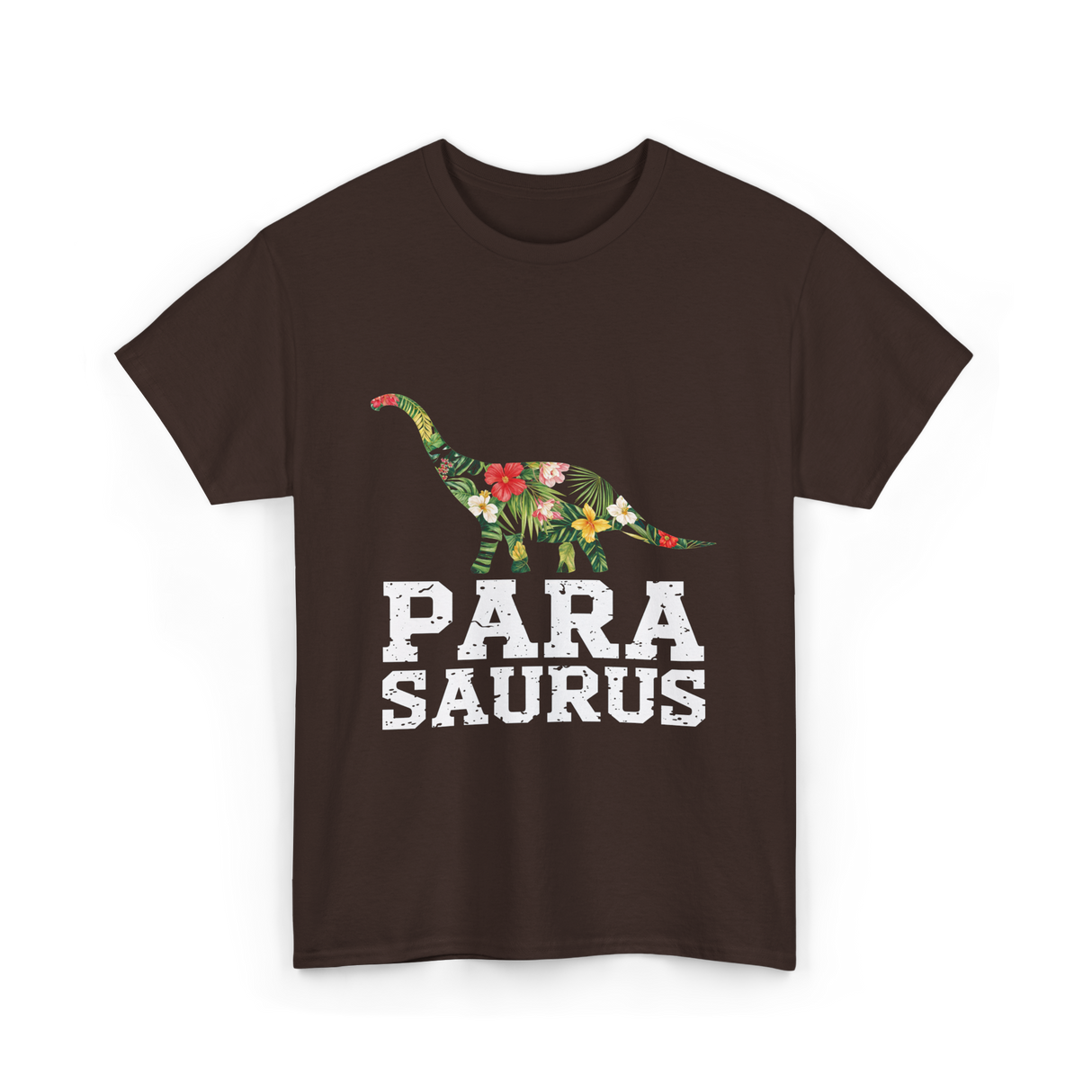 Para Saurus Dinosaur Floral T-Shirt - Dark Chocolate