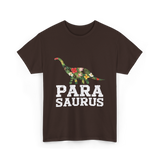 Para Saurus Dinosaur Floral T-Shirt - Dark Chocolate