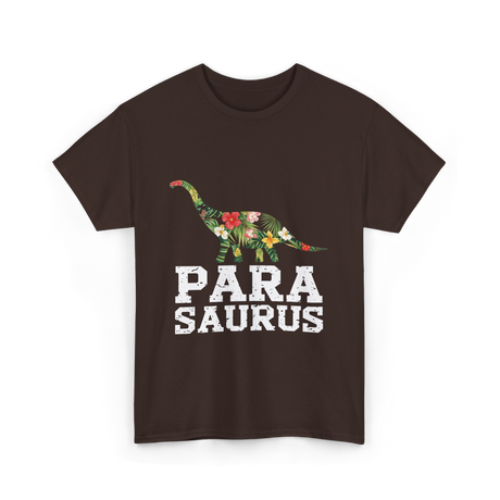 Para Saurus Dinosaur Floral T-Shirt - Dark Chocolate