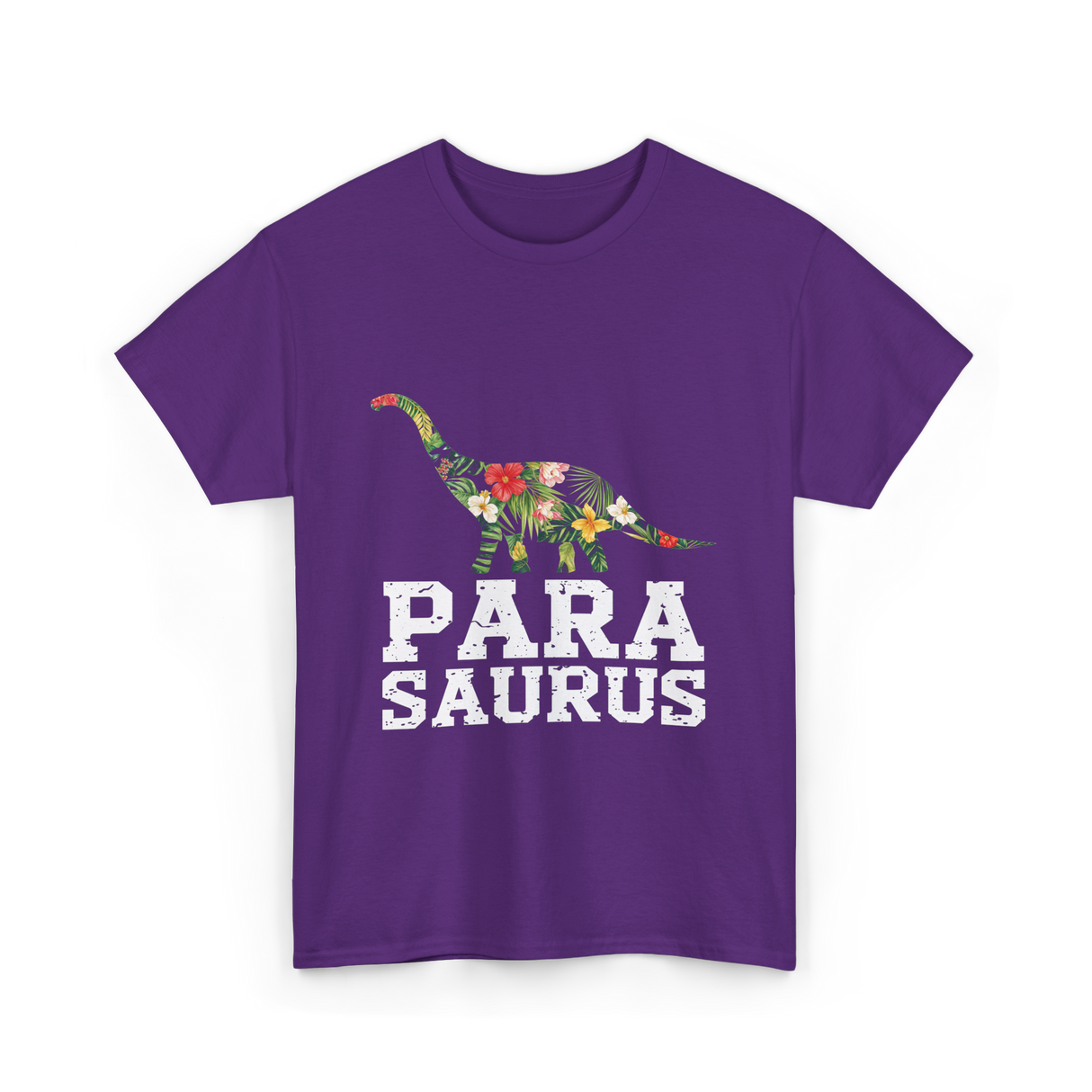 Para Saurus Dinosaur Floral T-Shirt - Purple