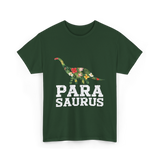 Para Saurus Dinosaur Floral T-Shirt - Forest Green