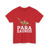 Para Saurus Dinosaur Floral T-Shirt - Red