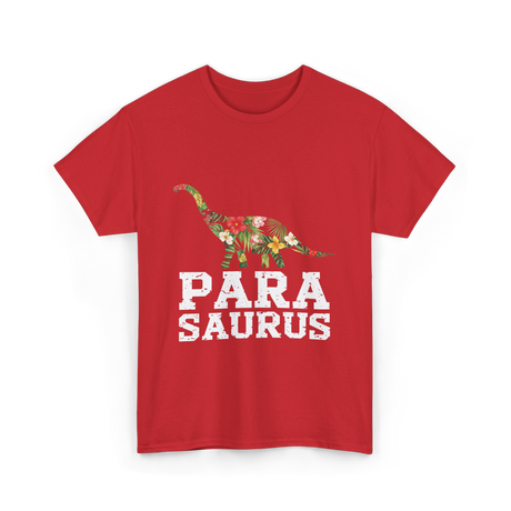 Para Saurus Dinosaur Floral T-Shirt - Red