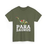 Para Saurus Dinosaur Floral T-Shirt - Military Green