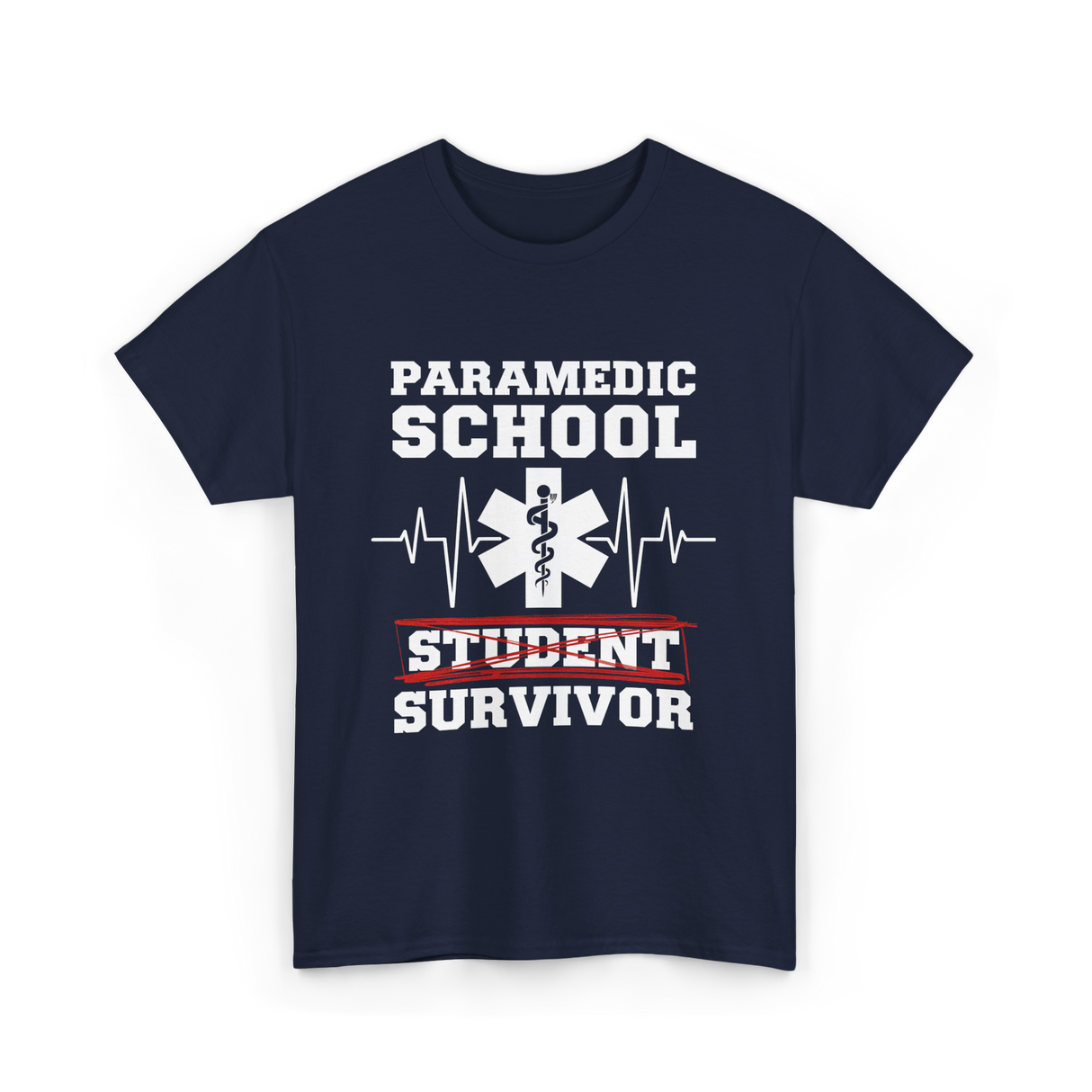 Paramedic School Survivor EMS Student T-Shirt - Navy