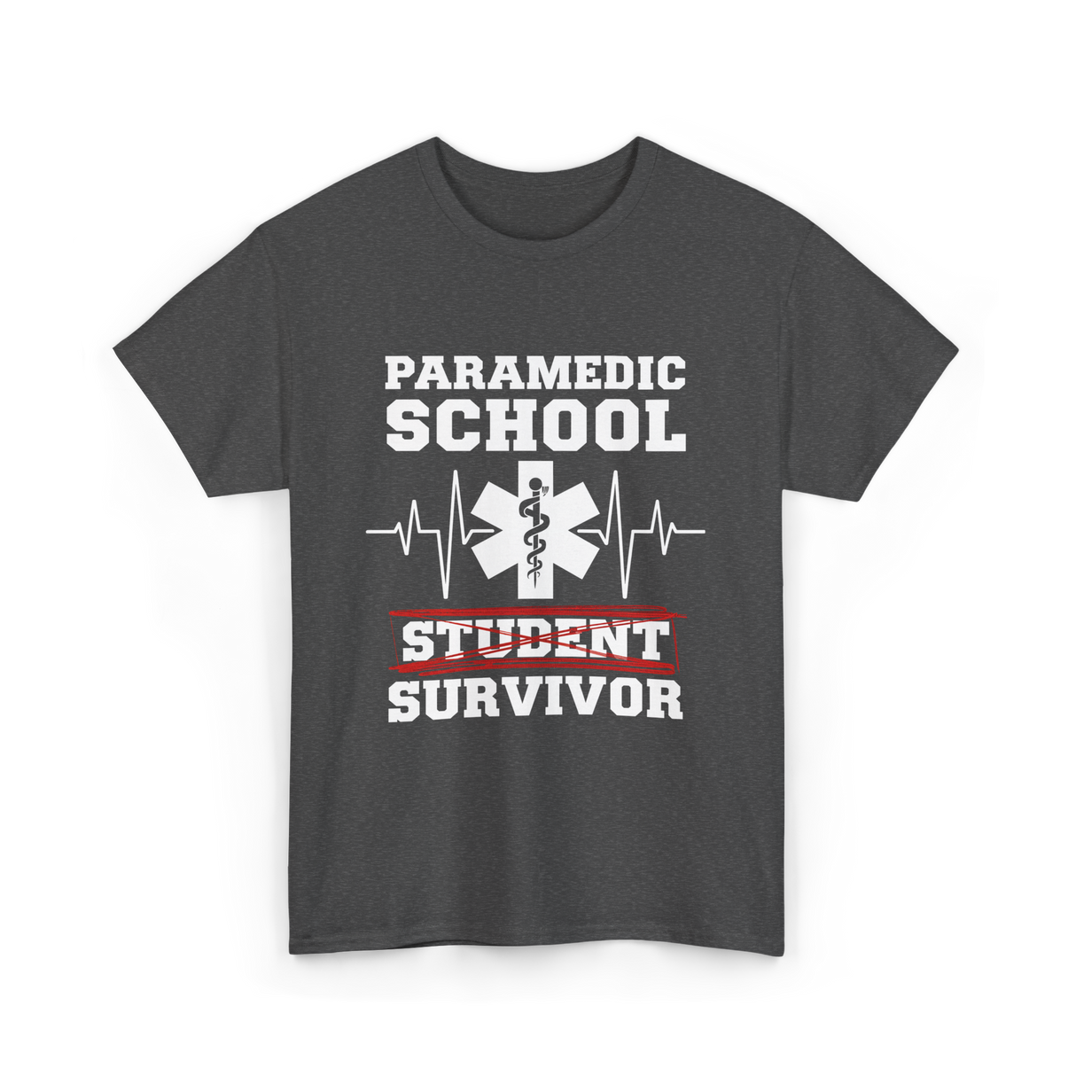 Paramedic School Survivor EMS Student T-Shirt - Dark Heather