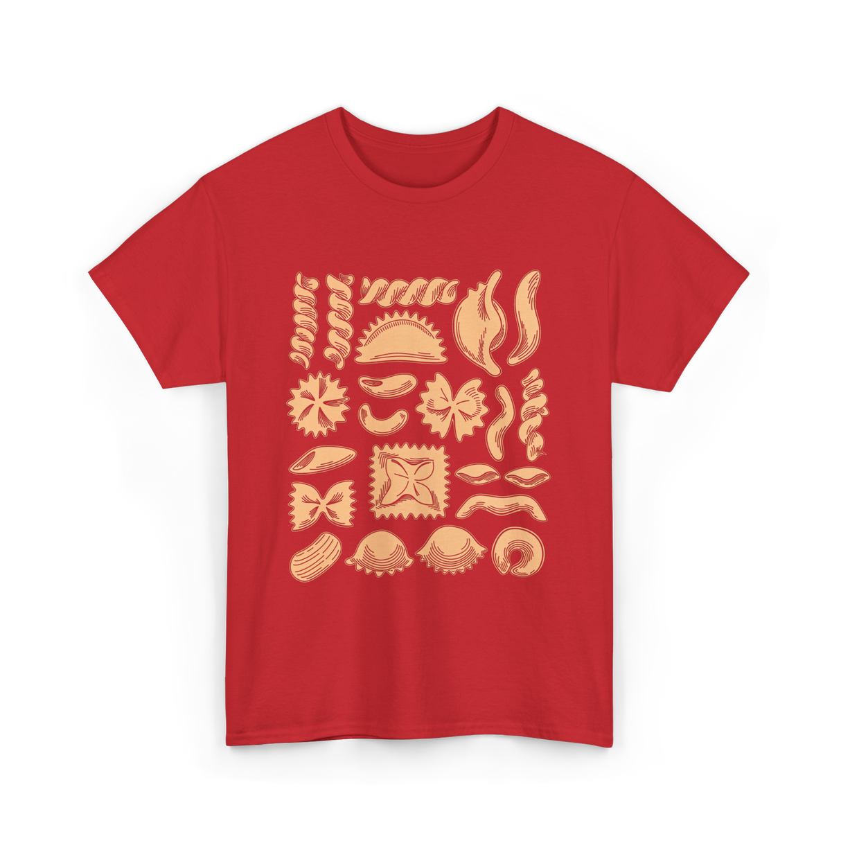 Pasta Noodles Different Shapes Pasta T-Shirt - Red