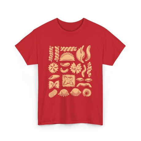 Pasta Noodles Different Shapes Pasta T-Shirt - Red