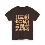 Pasta Noodles Different Shapes Pasta T-Shirt - Dark Chocolate