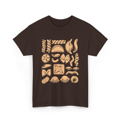 Pasta Noodles Different Shapes Pasta T-Shirt - Dark Chocolate