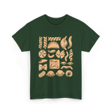 Pasta Noodles Different Shapes Pasta T-Shirt - Forest Green