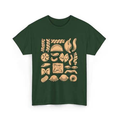 Pasta Noodles Different Shapes Pasta T-Shirt - Forest Green