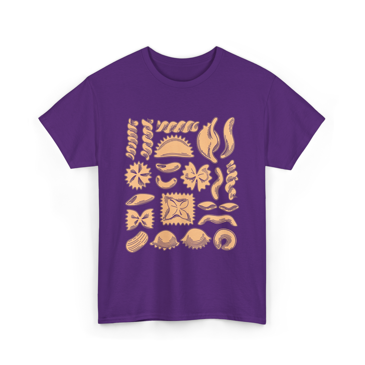 Pasta Noodles Different Shapes Pasta T-Shirt - Purple