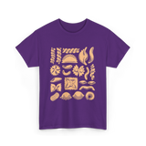 Pasta Noodles Different Shapes Pasta T-Shirt - Purple