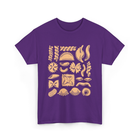 Pasta Noodles Different Shapes Pasta T-Shirt - Purple