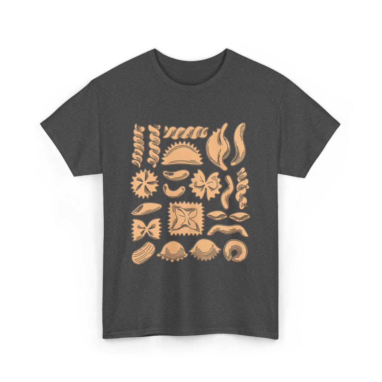 Pasta Noodles Different Shapes Pasta T-Shirt - Dark Heather