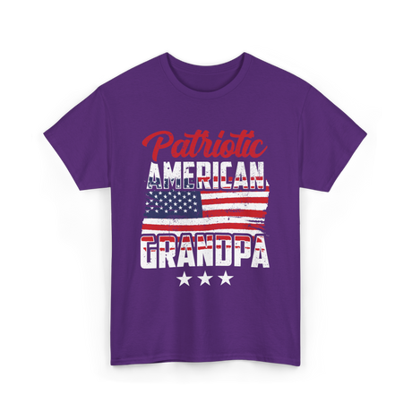 Patriotic American Grandpa Granddad T-Shirt - Purple