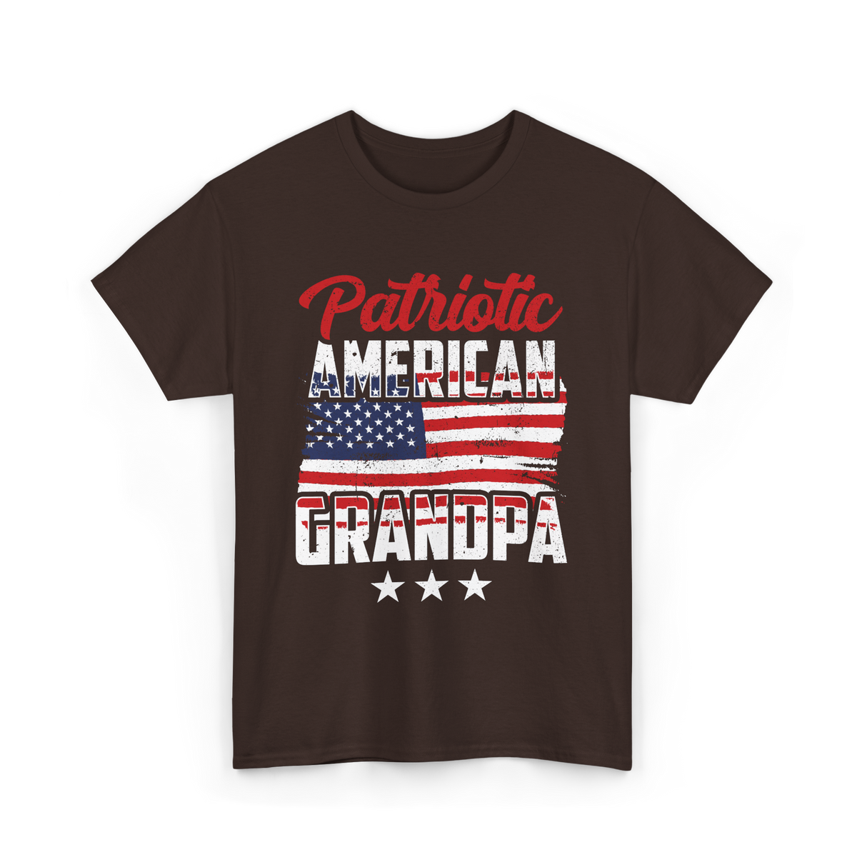 Patriotic American Grandpa Granddad T-Shirt - Dark Chocolate