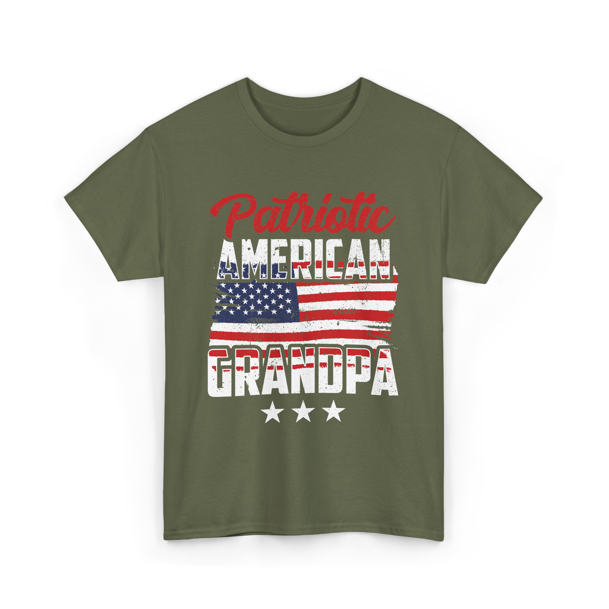 Patriotic American Grandpa Granddad T-Shirt - Military Green