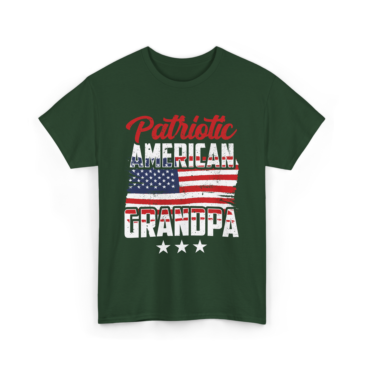 Patriotic American Grandpa Granddad T-Shirt - Forest Green