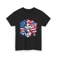 Patriotic Cat USA Flag T-Shirt - Black