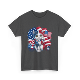 Patriotic Cat USA Flag T-Shirt - Dark Heather