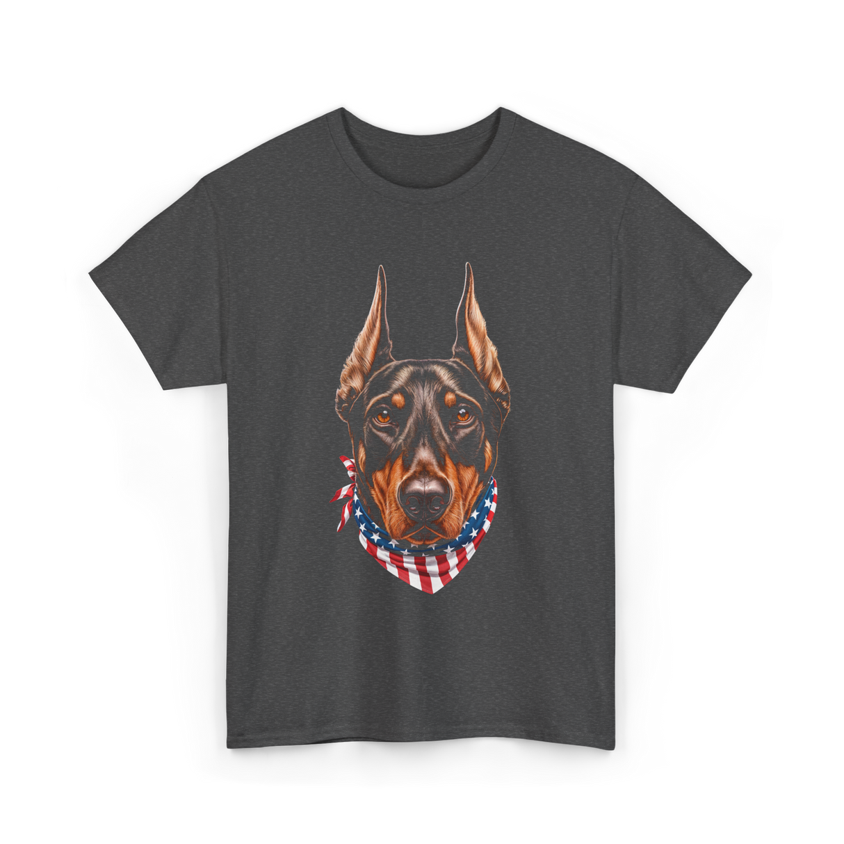 Patriotic Doberman Dog T-Shirt - Dark Heather