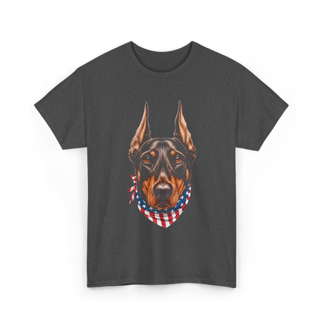 Patriotic Doberman Dog T-Shirt - Dark Heather