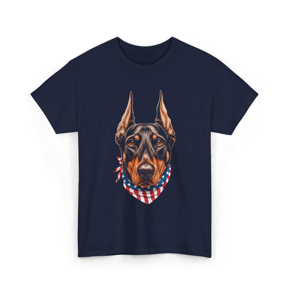 Patriotic Doberman Dog T-Shirt - Navy