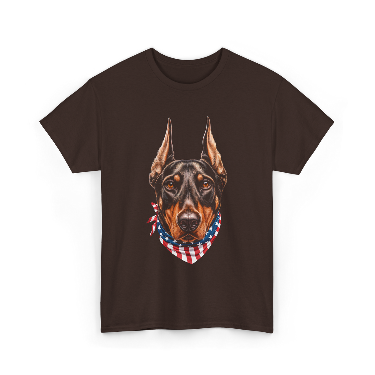 Patriotic Doberman Dog T-Shirt - Dark Chocolate