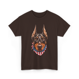 Patriotic Doberman Dog T-Shirt - Dark Chocolate