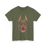 Patriotic Doberman Dog T-Shirt - Military Green