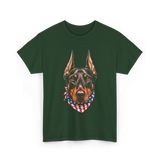 Patriotic Doberman Dog T-Shirt - Forest Green