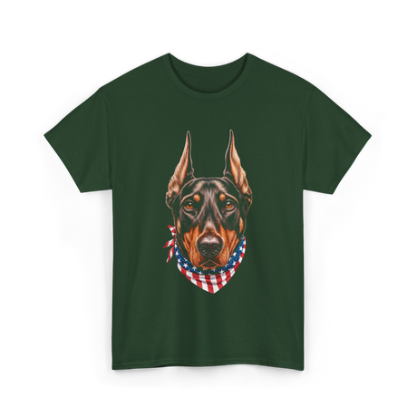 Patriotic Doberman Dog T-Shirt - Forest Green