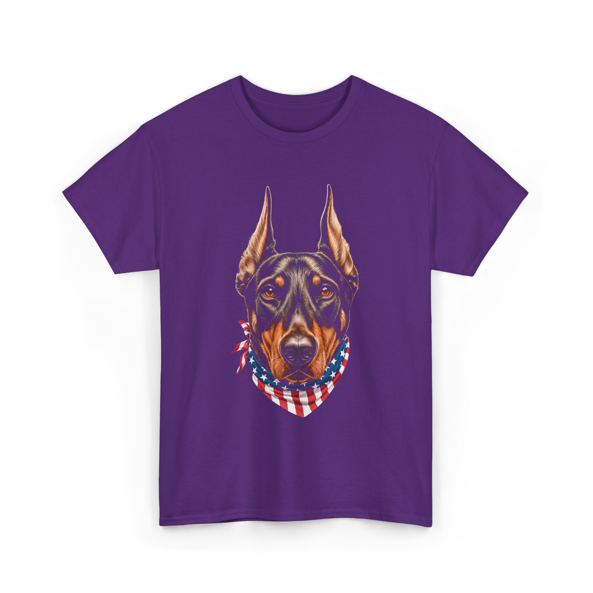 Patriotic Doberman Dog T-Shirt - Purple