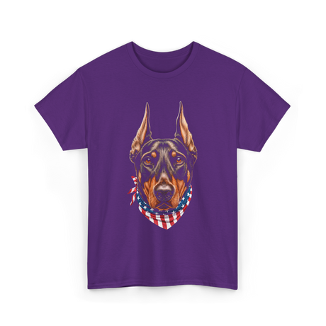 Patriotic Doberman Dog T-Shirt - Purple