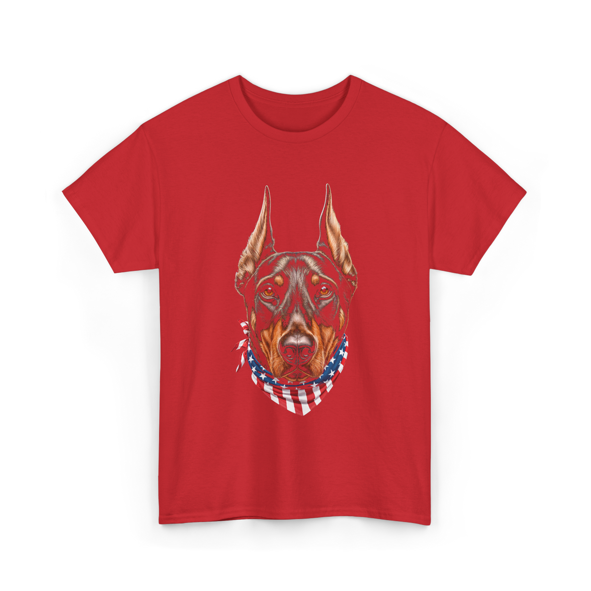 Patriotic Doberman Dog T-Shirt - Red