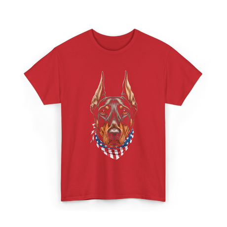 Patriotic Doberman Dog T-Shirt - Red