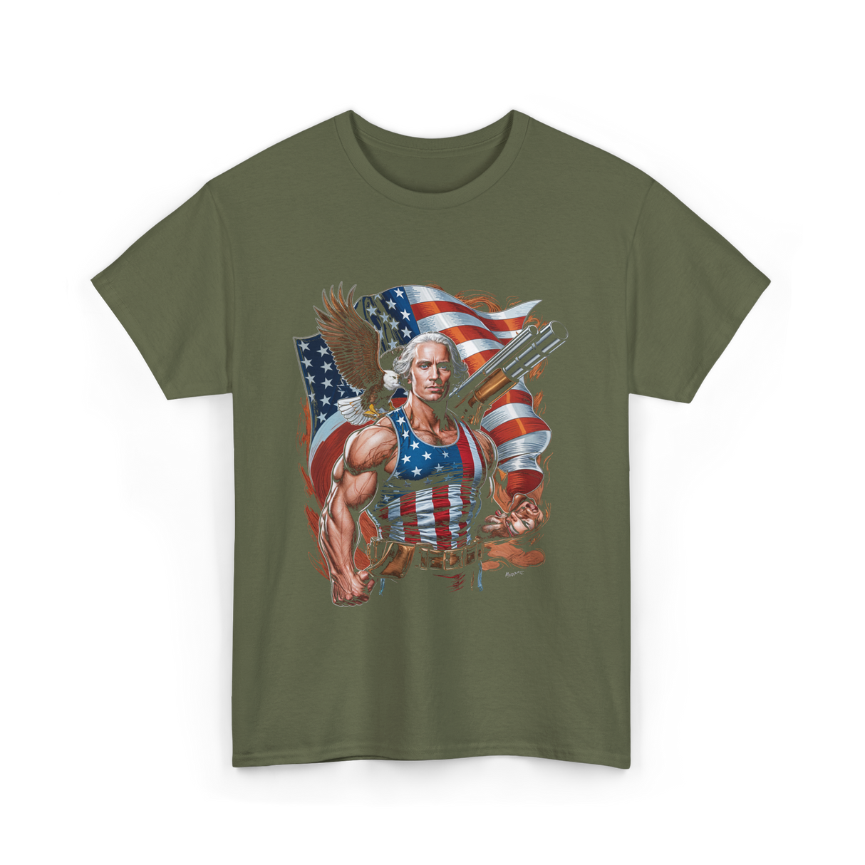 Patriotic Hero USA Independence T-Shirt - Military Green